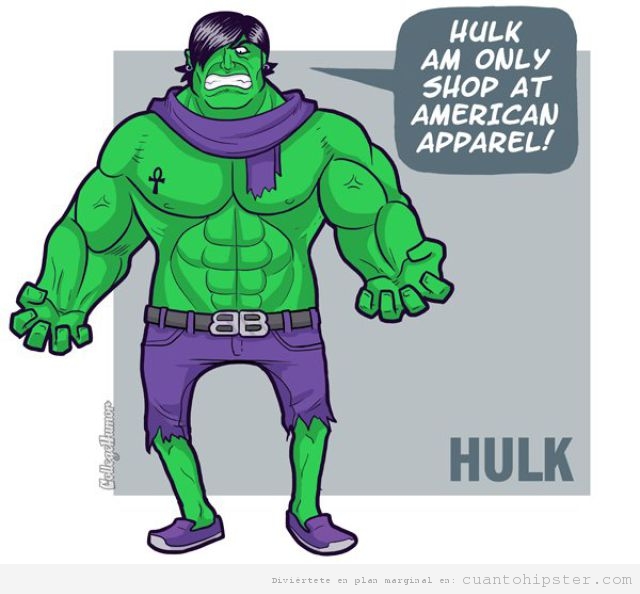 Superhéroe hipster Hulk solo compra en American Apparel