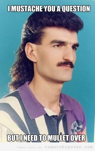 Meme hombre con pelo de los años 80 y con bigote ochentero