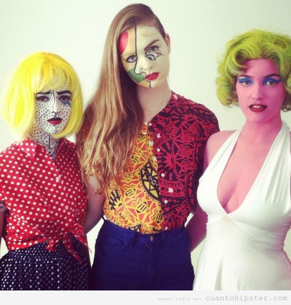 Chicas disfrazadas de obras de Lichtenstein, Picasso y Andy Warhol