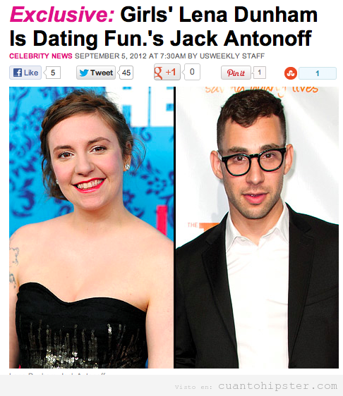 Lena Dunham se la serie Girls sale con el músico indie de Fun, Jack Antonoff