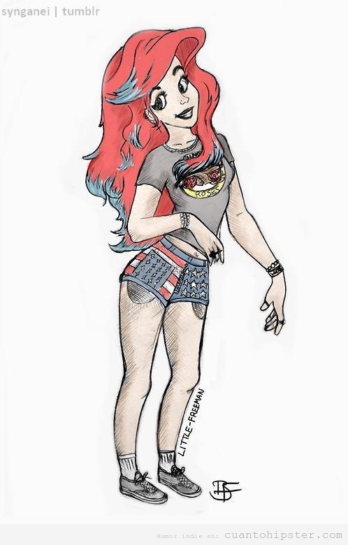 Dibujo de Sirenita versión moderna y hipster