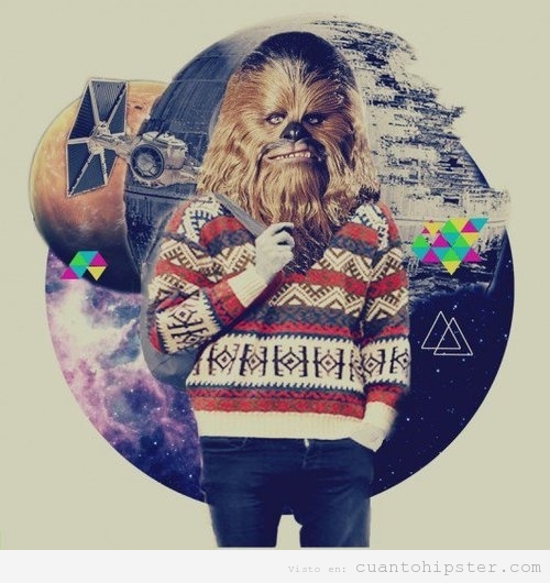 Ilustración de galaxia hipster con Chewbacca ropa moderna