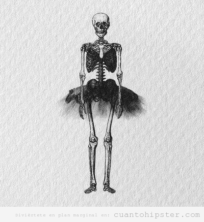 Ilustración de un esqueleto con tutú