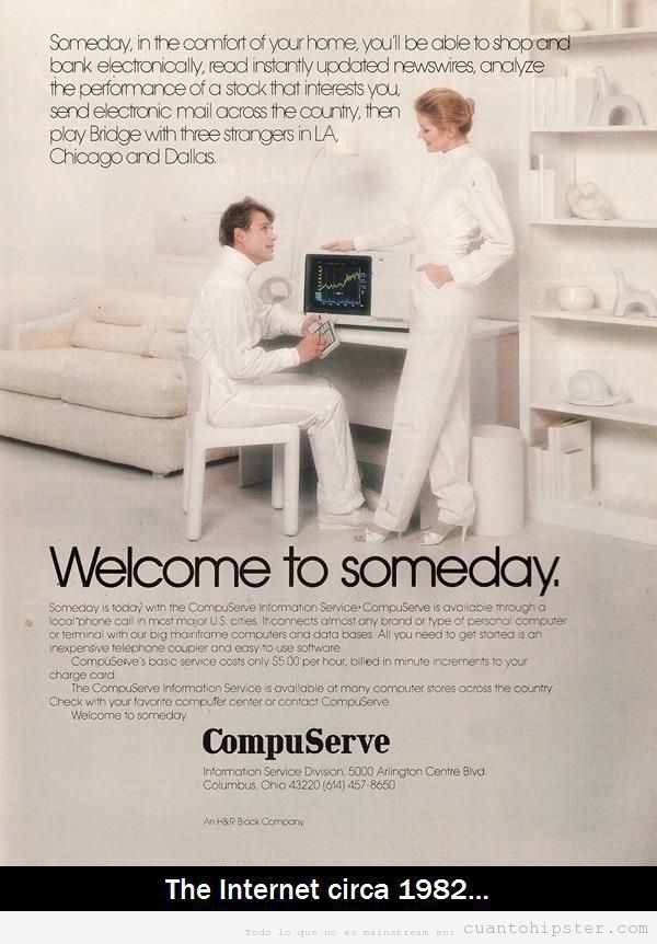 Anuncio curioso de Compuserve vaticinando lo que seria Internet en 1982