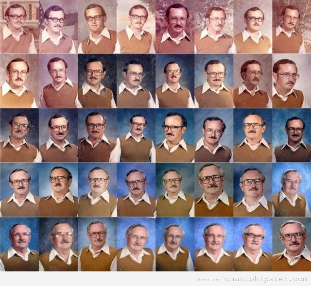 Profesor de instituto aparece misma ropa en el anuario del instituto durante 40 años
