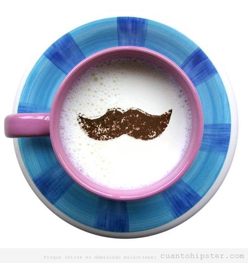 Mustaccino, café capuccino con un bigote dibujado