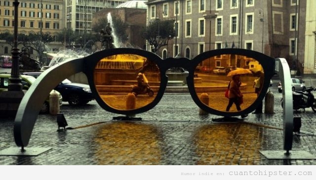 Escultura gafas de sol hipster, filto tostado Instagram