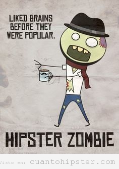 Ilustración de un hipster zombie