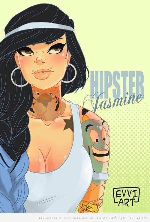 Ilustración Jasmine de Aladdin versión hipster