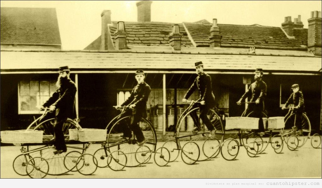 Foto antigua curiosa, bicicleta pentaciclo