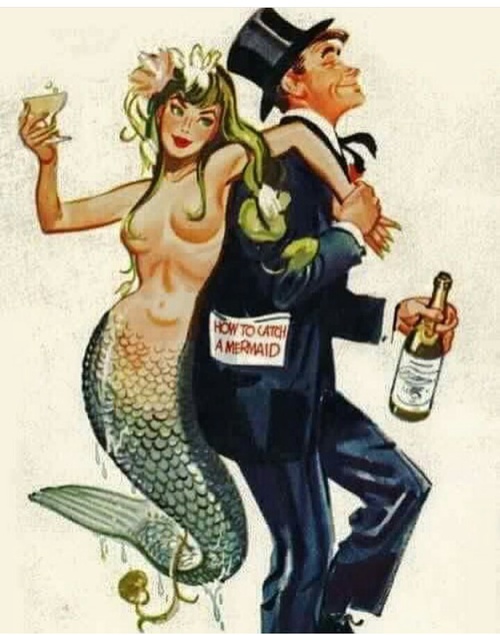 Ilustración vintage cómo atrapar a una sirena