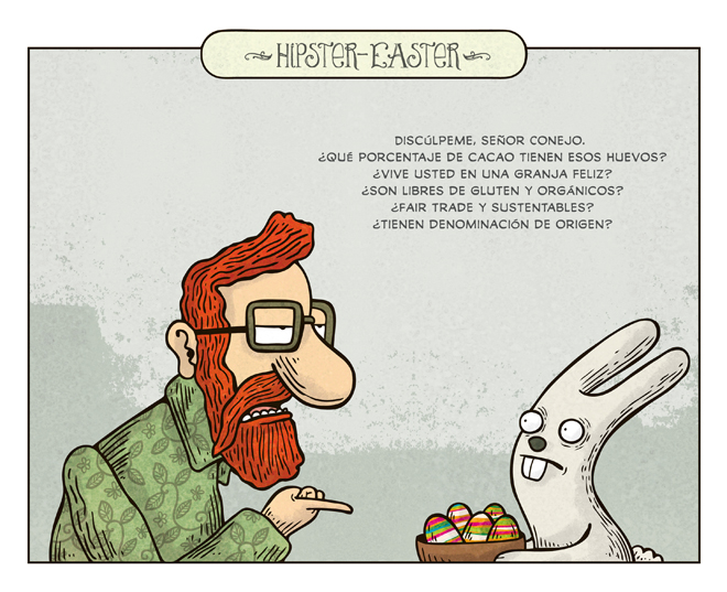Humor gráfico sobre la Pascua hipster