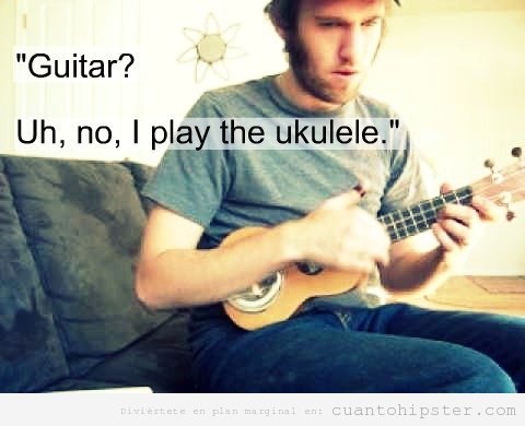 Hipster tocando el ukelele