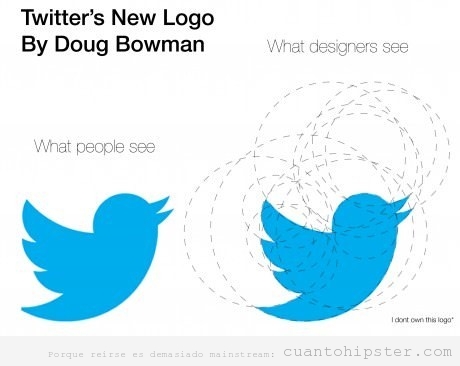 Nuevo logo de twitter, lo que el diseñador ve son círculos