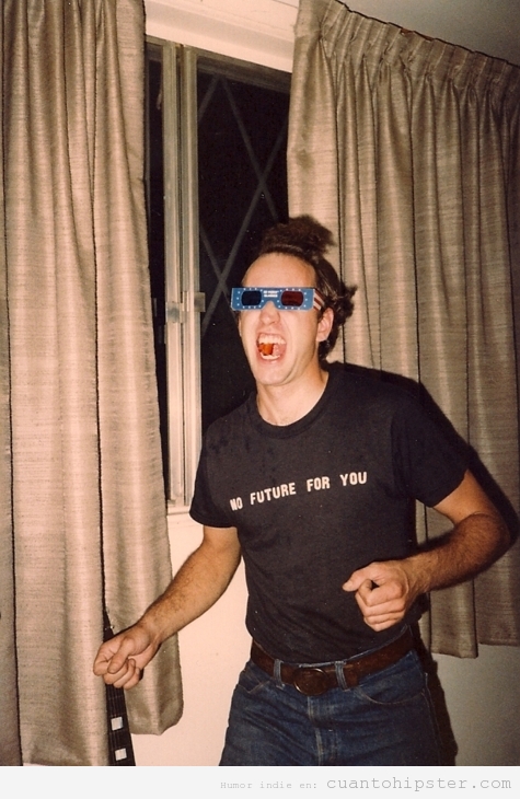 Foto antigua de tu padre hipster con gafas 3D