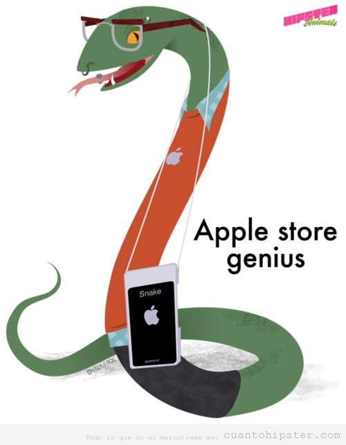 Animales hipster, la serpiente genio de la apple Store