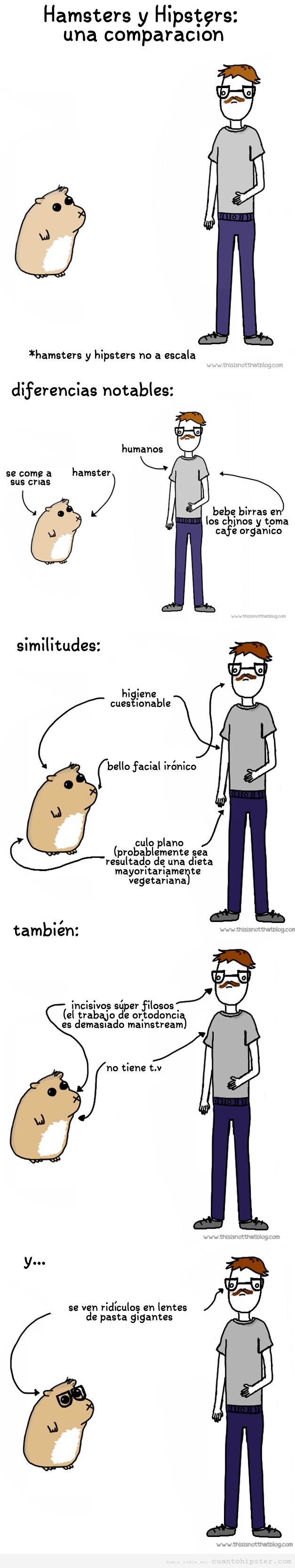 Humor gráfico, la comparación entre hamster y hipster