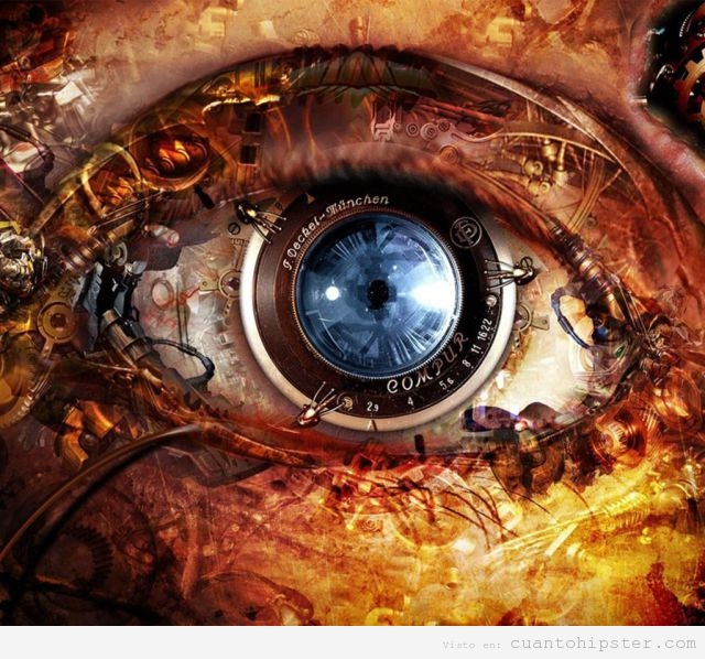 imagen bonita de un ojo humano con un objetivo de cámara