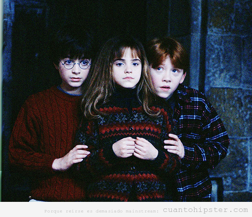 Protagonistas de Harry Potter en la primera película con jersey de lana hipster