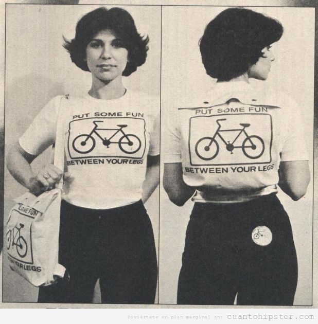 Imagen vintage con una chica retro y una camiseta de bicicleta