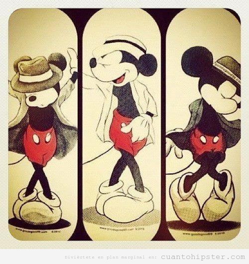 Ilustraciones de Mickey Mouse hipster, moderno, alternativo