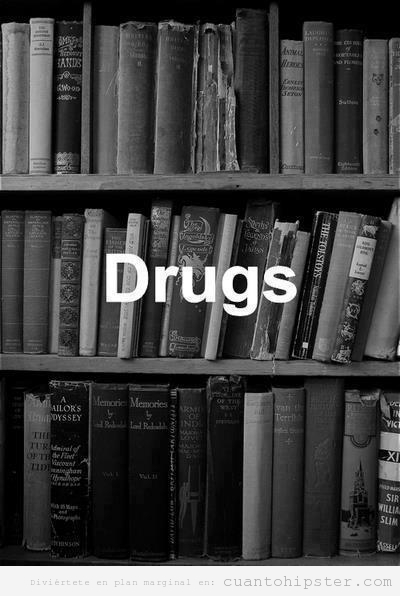 Libros en una biblioteca con la palabra Drugs
