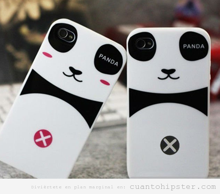Panda macho y hembra, carcasas de iPhone, regalo original San Valentín