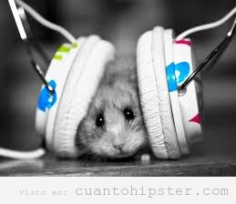 Hamster con auriculares hipsters grandes