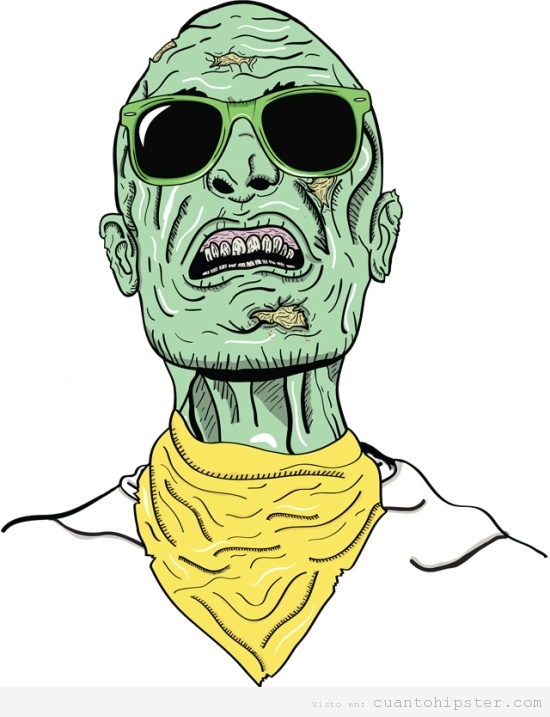 Ilustración de un hipster zombie