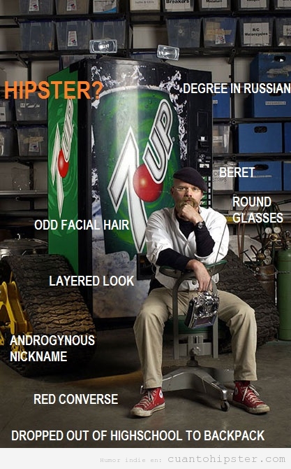 El hombre del bigote en Cazadores de mitos es hipster