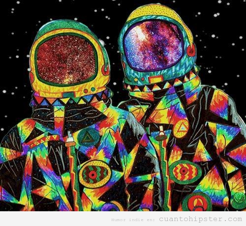 Ilustración astronautas hipsters