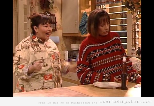 Jackie de la serie Roseanne con jersey de lana hipster