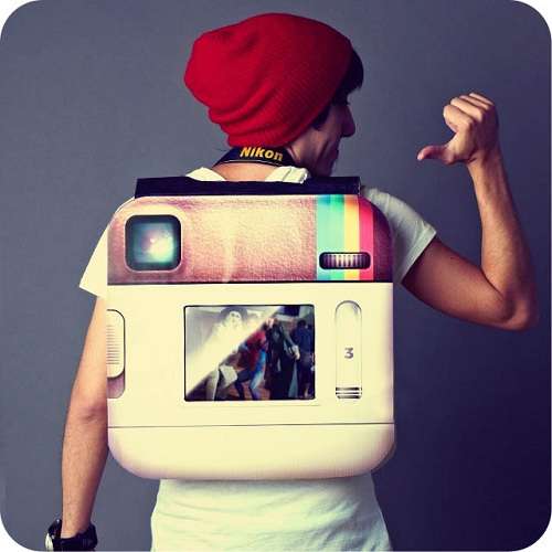 Disfraz original hipster, cámara de Instagram