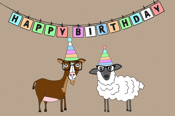 Happy birthday con cabra o oveja hipster