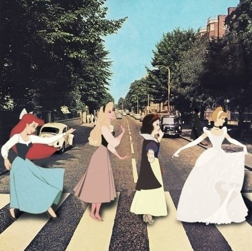 Dibujo de la Princesa Disney cruzando Abbey Road