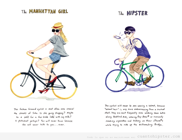 Humor gráfico, viñeta sobre los ciclistas de New York