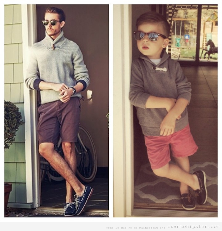 Foto niño hipster que imita a un modelo