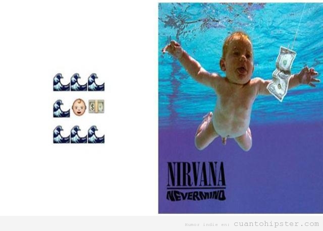 Portada Nirvana Nevermind con emoticionos del Whatsapp