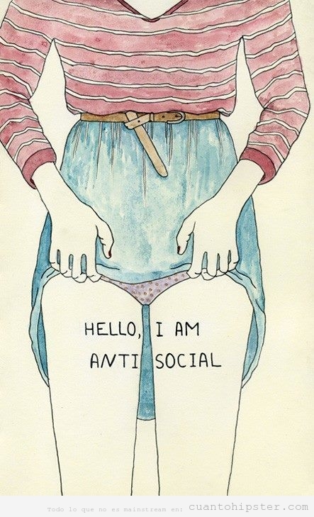 Ilustración hipster, I am anti social