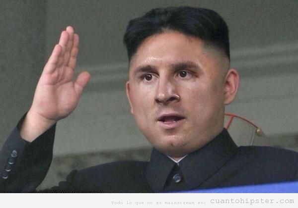 Fotomontaje del nuevo peinado de Messi, parecido Kim Jong-il