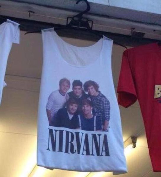 Camiseta Nirvana Fail con foto de otro grupo
