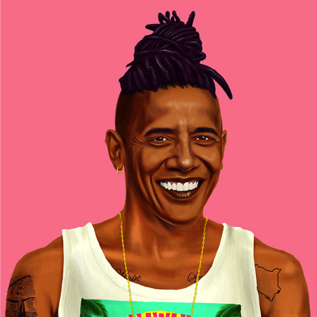 Ilustración de Obama con look moderno